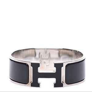 Hermès black enamel H clic bracelet